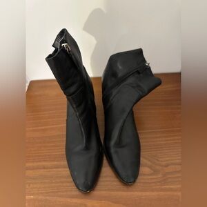 Black Real Leather Ankle Boots
